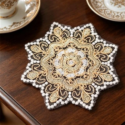 Posavasos con mantel individual para mesa bordada